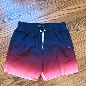 Hollister Navy and Pink Gradient Swim Trunks